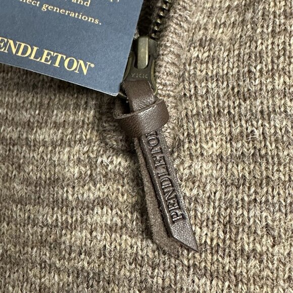 Pendleton Men's XL Coyote/Tan Washable Shetland Wool Half Zip Sweater Jumper - Picture 9 of 9